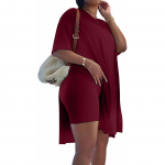 Naiste suures suuruses l&uuml;hikeste varrukatega tuunika ja kitsad l&uuml;hikesed p&uuml;ksid, 2-osaline &uuml;likond, spordir&otilde;ivaste komplekt L