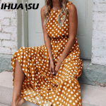 IHUASU Naistemood suvise kevade &uuml;hev&auml;rvilise tr&uuml;kiga varrukateta O-kaelusega vabaajakleidid S kollane