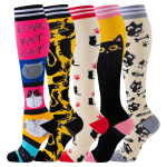5 Pairs Cat Compression Socks Nurse Compression Socks Sport Knee High compression stocking S M