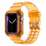 L&auml;bipaistev rihm + &uuml;mbris Apple Watchi jaoks 8 7 6 SE 5 3 2 Pehme l&auml;bipaistev silikoonrihm iwatchi rihmale 40 mm 44 mm 42 mm 41 mm 45 mm 49 mm 38mm or 40mm or 41MM oranž
