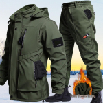 Pluss Sametist Voodriga Veekindel Pehme Kest Tuulejope Komplekt &ndash; Soe V&auml;litingimustes M&auml;gedes Matkamiseks ja Mustust H&uuml;lgav T&ouml;&ouml;riietus S&uuml;giseks ja Talveks 175