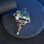 Luksuslik teemantidega inkrusteeritud liblikpross, naiste luksuslik Sense, rinnalill, mitmek&uuml;lgsed r&otilde;ivaaksessuaarid sinine