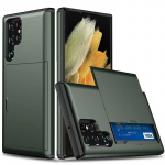 Plastikust Rahakott-&uuml;mbris Samsung Galaxy S25 S22 S24 S23 FE Plus Ultra EDGE A55 A56 A36 Telefonikott Kaardihoidjaga Kest Samsung S25 Ultra armee roheline v&auml;rv
