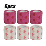 1/6/24 Pcs Red heart White heart First Aid Self Adhesive Cohesive Bandages Sports Tape for Wrist Ankle Sprains & Swelling 2.5cmX4.8m