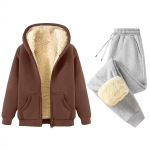 Naiste Mood &Uuml;hev&auml;rviline Ja Talvine Polsterdatud Ja Paksenenud Lukuga Kapuutsiga Dressipluus Jakk Sweatpants Vabaaja Kaheosaline Komplekt XL