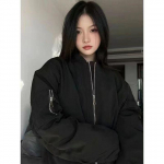 Harajuku Style Bomber jope Naiste Y2k Vintage Oversize t&otilde;mblukuga Jaapani mood Lennuki jakid T&auml;navar&otilde;ivad Pesapallitop XL roheline