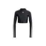 Adidas Originals 3 triibuga l&uuml;hike k&otilde;rge kaelusega pikkade varrukatega T-s&auml;rk Naiste Topid Must IU2428 XXS