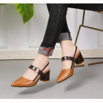 Moodsad naistejalatsid Naiste sandaalid 2024. aasta suvi Uued teravad paksud sandaalid Pluis Suurus Naiste Moodsad k&otilde;rged kontsad Naiste kingad Sandaalid 42 punakas kolla-pruun