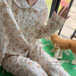 Naiste pidžaamad s&uuml;gis kevad pikkade varrukatega pehmed &ouml;&ouml;riided triibuline koomiksipidžaama naise kodune &ouml;&ouml;riided kardigan XXL