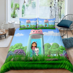 Gabbys nukumaja 3D-prinditud tekikott padjap&uuml;&uuml;r voodipesukomplekt Twin Full King lastele t&auml;iskasvanutele magamistuppa EU single(135x200cm) gray