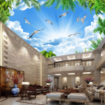 3D lae- ja seinamaaling Valged linnud Sinine taevas Tapeet Elutuba Magamistuba Hotell Tapeet Taevast 200 cm(W) x 140 cm(H)