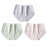 Women's Pima Cotton Mid-Waist Anti-Bacterial Lace-Trim Underwear 3-Pack XL