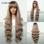 Pikad naiste parukad tukkidega Ombre Pruunid Plaatinablondid Parukad k&uuml;ljeosa S&uuml;nteetilised lainelised parukad Aafrika-Ameerika naistele