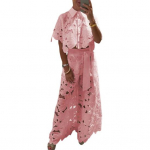 2 tk/komplekt Naiste &uuml;laosa p&uuml;kskost&uuml;&uuml;m, &otilde;&otilde;nsad lillelised aplikatsioonid, alla keeratav krae, nupp-alla L roosa