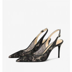 Moodne Br&auml;ndi Disainer Valge Naiste Pulma Kingad V&otilde;rk Tikitud Lilled Tagumine Rihm Seksikas Slingback K&otilde;rge Kontsaga Kleidi Kingad Naistele 36 must
