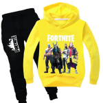 Fortnite m&auml;ngu prinditud laste komplektid Hupparid Multikas Mugav 2 tk &uuml;likond L&otilde;tv pikkade varrukatega topid P&uuml;ksid S&uuml;gis Talv R&otilde;ivad 140 yellow