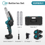 YOFIDRA 6-tolline kettsaag Juhtmeta elektriline saag Puidut&ouml;&ouml;tlemine Aia l&otilde;ikamine L&otilde;ikamine Kettsaag T&ouml;&ouml;riist Makita 21V aku jaoks With 2 Battery EU Plug