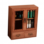 Puidust lauakapp kahekordse ukse ja sahtlitega, l&auml;bipaistev tekstuur, retroh&otilde;nguline puidust ehtekarp parf&uuml;&uuml;mitopsidele