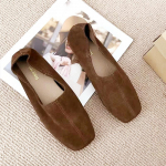 Moodsad AIYUQI Naiste Lamedad Kingad Ehtne Nahk Libisemisvastased Ruudukujulise Varbaga Baleriinakingad Naiste Mokassiinid Suur Suurus Slip-on Loafers Naistele 35 pruun