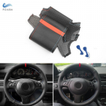HandBraid Car-styling Steering Wheel Cover Leather Trim red blue line red strip For BMW M Sport 3 5 Series E46 E39 M3 E46 M5