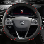 for Seat Tarraco Arona Ateca Ibiza Toledo Mii Leon Arosa Exeo ST FR 38cm Non-Slip Car Steering Wheel Cover Microfiber Leather O shape White