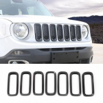 7pcs Front Grille Grill ert Ring Frame Cover For Jeep Renegade 2016-18 Black