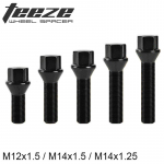10pcs M14x1.25/M14x1.5 Black Lug Bolts 17 hex 28mm/40mm/42mm/45mm/47mm Thread Shank Length Wheel Bolts Cone Seat M12x1.5