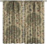Vintage William Morris Mets Mustaks Muutvad Aknakardinad  Rustikaalsed Boho Linnu-Taimede Aknakatted  Elutoa Magamistoa jaoks 21(W)*45(L 100*130 Grommet Top 1pcs
