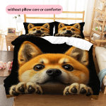 Must Shiba Inu Muster Voodipesu Kodukaunistus S&uuml;nnip&auml;evakingitus (1 * tekikott + 2 * padjap&uuml;&uuml;ri, ilma s&uuml;damikuta) 135x200cm white