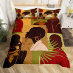Aafrika naiste tekikott Africa Tribal National voodipesukomplekt Vintage lilleline ruuduline lapiline lohukate Pruun tekikate EU Single(135*200cm)3pcs