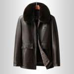 Nahkjakk Meeste Fliisvoodriga Paksendatud Nahkjakk &Auml;ri-Casual Karusnahaga Integreeritud Isa Jakk Jakk Talv 205