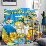 1 tk Simpsonsi pere tr&uuml;kiga flanelltekk, K&otilde;rge kvaliteediga, Mugav k&otilde;ikidel aastaaegadel, Kodu kaunistus, Soojus ja mugavus, T&auml;iuslik kingituseks 130cm x 150cm yellow
