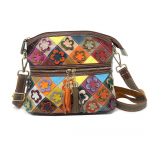 Uus K&auml;sit&ouml;&ouml;na Valmistatud Lilleline Patchwork Nahast &Otilde;la Crossbody Kott, Ploomikujuline Kott, Euroopa ja Ameerika Stiilis Moodne Naiste Kott