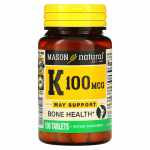 Mason Natural, K-vitamiin, 100 mcg, 100 tabletti