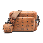 MCM Soft Berlin Visetos k&otilde;ikjal tr&uuml;kitud nahkkattega, &uuml;he &otilde;larihma ja ristkorpuse kotid, v&auml;ike suurus, naiste, pruun konjakiv&auml;rvi One Size-Basic Set (Bag+Dust Bag) pruun