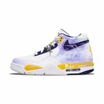 Nike Flight Legacy Cushioning Slip Resistant Abrasion Resistant High top Basketball Shoes Men's Purple Yellow BQ4212-102(Team818-) 42