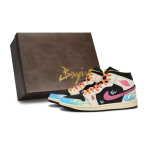 Jordan Air Jordan 1 811 Manufacturing, Cloud Fire Chasing Horse, Special Shoe Box Mid top Vintage Basketball Shoes IB7007-107(Team80-SBOX) 36 gray