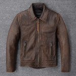 Hiina suurus meeste ehtsast nahast jope Vintage pruun 100% veisenahast mantel mees &otilde;huke mood biker riided Aasia suurus S-6XL M697 2XL maakollane v&auml;rv