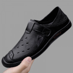 Luksuslik kaubam&auml;rk ehtsast nahast meeste sandaalid mokassiinid meeste &auml;rikleit sandaalid k&auml;sitsi valmistatud nahast kingad meeste sandaalid 37 must