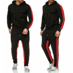 S&uuml;gistalvine dressi&uuml;likond Meeste Kapuutsiga 2-osalised komplektid Meeste r&otilde;ivad &Uuml;likond Meeste Fliis Sport-Hoodie Dressip&uuml;ksid Kaheosalised komplektid L must
