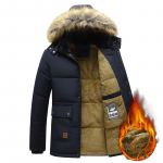 Meeste talvine s&uuml;giskarusnahast krae Parka mantel must fliisvoodriga paks soe kapuutsiga pl&uuml;&uuml;s jakk Meeste suurus 5XL M