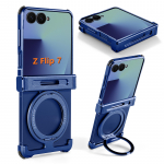 Oatsbasf Metallist Raamita Telefonikarp Samsung Galaxy Z Flip 7/6 jaoks 360&deg; P&ouml;&ouml;rleva R&otilde;ngashoidjaga Kaitseraua Bumper Z Flip 7 6 Korpus Galaxy Z Flip6 sinine