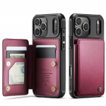 Sobib iPhone 17 Pro Max rahakotiga telefoni&uuml;mbrisele kaardihoidja ja statiiviga, RFID-blokeerivate krediidipesa nahast kattega iPhone 17 Pro Max jaoks, just case