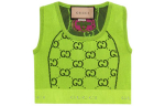 GUCCI Gg trikotaažist žakaarvarrukatega topp 'Fluo Kollane/Must' 693286-XJEFY-7401 M