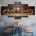 Viimane &otilde;htus&ouml;&ouml;k Kristlus Usuline maal 5-osaline Viiepaneeliline seinale l&otilde;uenditr&uuml;kk Moodne kunstiposter Pilt Kodu kaunistus Kingitus Talle Talle 40X60 40X80 40X100CM gray