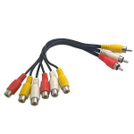 Rosebe AV-jaotur AV RCA isane AV RCA emane x Komposiitjaotur 22m 2-suunaline kaabel, Punane/Valge/Kollane Punane/Valge/Kollane 2, 2-suunaline kaabel, Pikkus must
