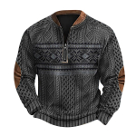 Meeste Retro Casual gradienttr&uuml;kiga kampsun XXXXL must