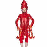 Laste Kalmaari Kost&uuml;&uuml;m T&auml;iskere Riietus kaheksajala Stiilis Peakate Kombitsad Pehme Kangas Cosplay &Uuml;likond Esinemiseks Peoks One Size punane