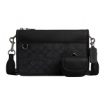 COACH Heritage 24 T&otilde;mblukuga kinnisus Br&auml;nditr&uuml;kk Kaetud l&otilde;uend &Otilde;la- v&otilde;i crossbody kott Keskmine Meeste s&ouml;e- ja must must