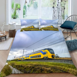 3D prindiga rong ja raudtee teemaline voodipesukomplekt Pehme tekikate 1/2 tk padjap&uuml;&uuml;riga Lastele T&auml;iskasvanutele Mikrokiud Tekikate 135x200cm